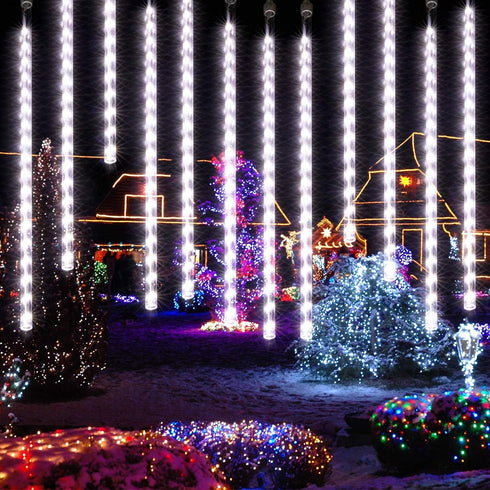 AWQ 16.9 Inch 10 360LED Tubes Meteor Shower Lights Waterproof Falling Rain Drop Christmas Lights Plug in for Indoor