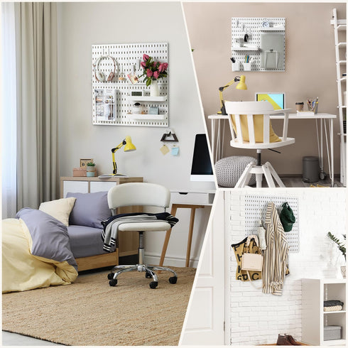 VUSIGN 4-Piece Pegboard Combination Wall Organizer Kit, 17 Accessories, Modular Hanging Display for Home, Office, White
