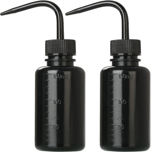 2Pcs 150ml Tattoo Wash Bottle, 5oz Water Squirt Bottle for Succulent Watering, Safety Rinse Tools, Black Washing Bottle