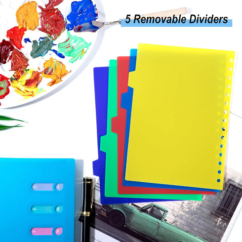 Yoment 5 Subject Notebook College Ruled Spiral Notebook 5x7 with Removable Dividers, 270 Pages Notebooks for Work, A5