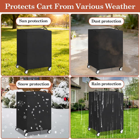 Klmnop 25" 19" 40" AV Cart Cover, Utility Rolling Cart Dust Protection Cover for Metal AV Carts & Media Carts, Foldable