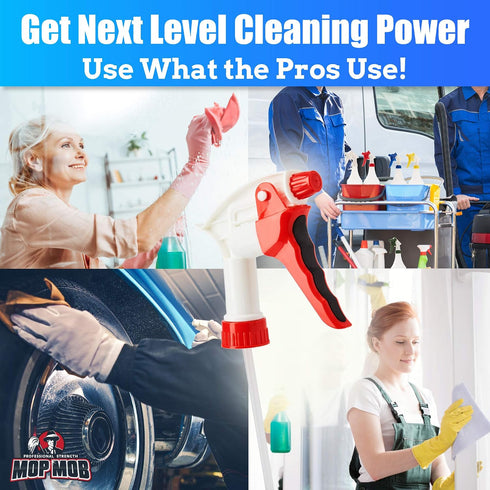 3 Pack. 22 Oz Leak Proof, High Capacity Spray Heads ONLY Fits Bottles (NOT Incl). Clear, Heavy Duty Plastic Sprayers