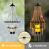 SUNNYPARK 28 Hanging Candle Lantern Outdoor, Battery Operated Modern Clear Acrylic Crystal Chandeliers with Flickering