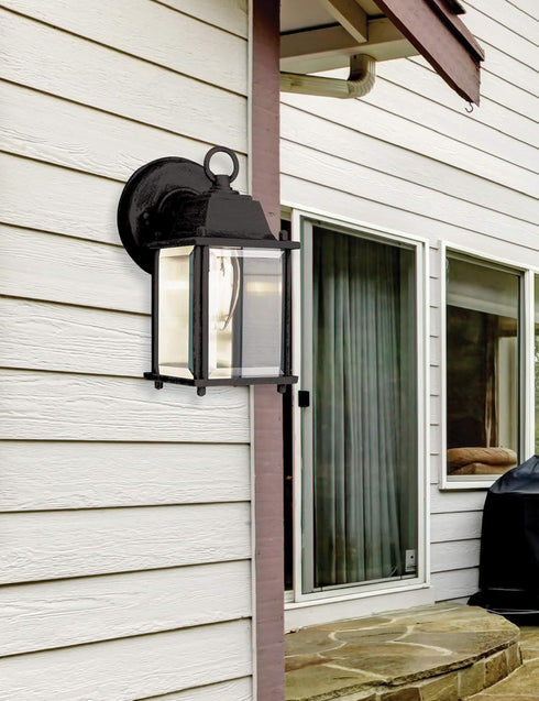 TRANS GLOBE 40455 8" Lighting BK Outdoor Patrician Wall Lantern, Black