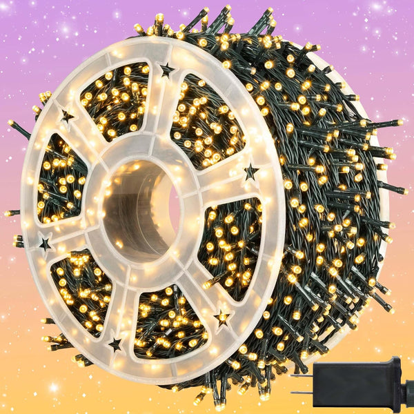 kemooie 500 LED Christmas Lights, 164FT 8 Lighting Mode with Memory Plug