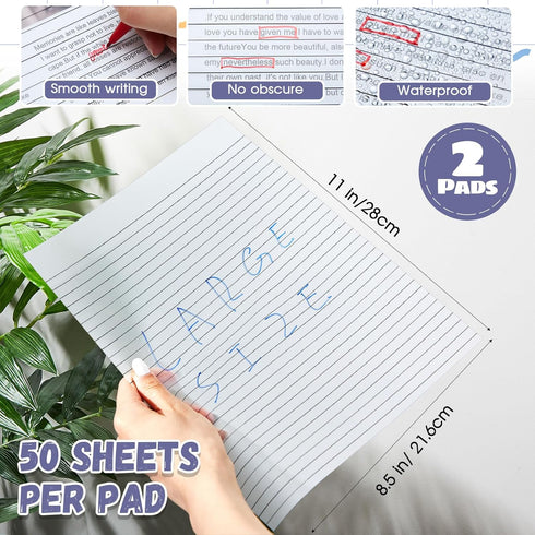 Gueevin 100 Sheets Extra Large Jumbo Transparent Sticky Notes, 2 Pads Waterproof Office Supply
