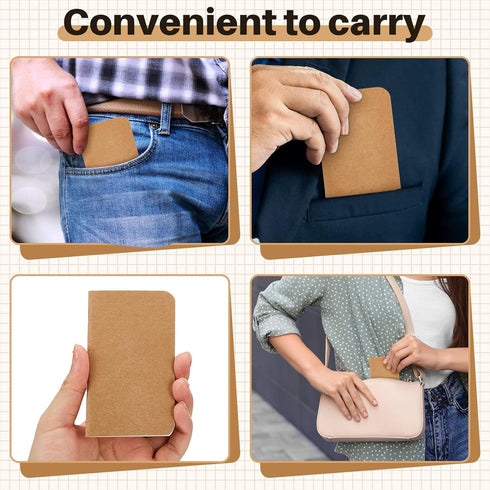 Outus 15 Pcs Pocket Notebook, Mini Journal, 2.5" x 4", Kraft Paper, Softcover Pocket Notepad for Student, Traveler