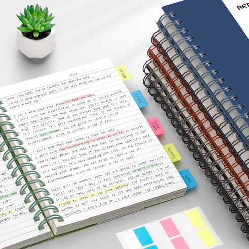 RETTACY Spiral Notebook, B5 College Ruled, 300 Pages, 100 GSM Premium Acid-Free Paper, Twin-Wire Binding, 7.48" ×