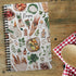 Boho Farmer's Market Notebook, 5.5" x 8.5" Spiral Watercolor Cookbook, 120 Recipe Pages, Durable Twin Loop Cover