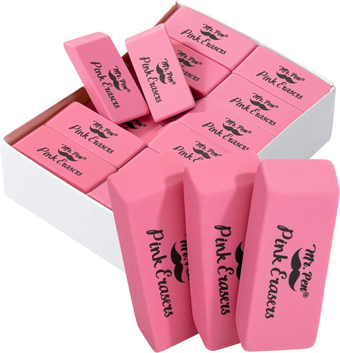 Mr. Pen Pink Pencil Erasers, 48 Pack, Art Erasers for Drawing, Kids, and Artists