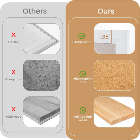 Bulletin Board Cork Board with Linen, 30" x 20" Wood Framed Decorations, Wall Mounted Fabric Picture Board