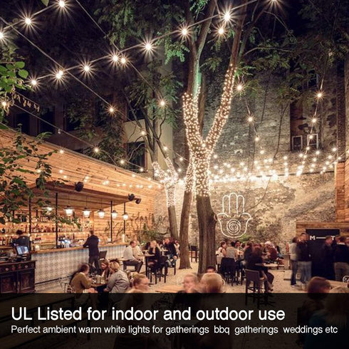 50FT G40 26 Dimmable Bulbs, 2700K E12 Banord Globe String Lights with Plastic Waterproof Outdoor LED Lights for Patio
