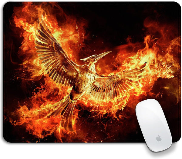 Large Mouse Pad, Cool Fire Phoenix Design - Office Computer Laptop Mouse Pad with Stitched Edges, Non-Slip