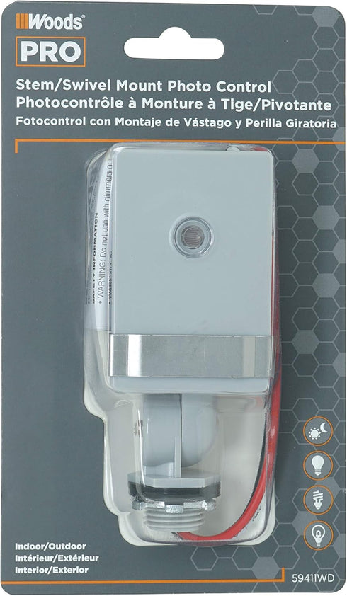 Southwire Woods Outdoor Hardwired Stem & Swivel Light Control - Adjustable Swivel Mount Light - Automatic Outdoor