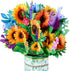 Sunflower Pop Up Cards,Paper Flower Bouquet Greeting Cards with Blank Note Card & Envelope, ideal gift for celebrating