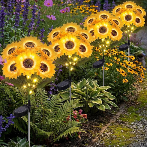 VIHOSE 4 Pack Sunflower Solar Lights with 24 Sunflowers 45 LED Ip65