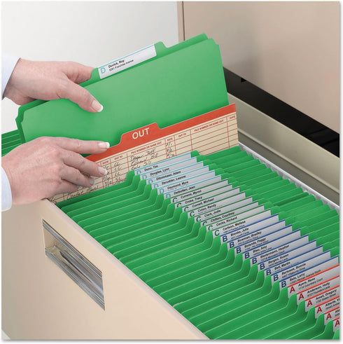 Smead Classification File Folder, 2 Dividers, 2" Expansion, Green, Letter Size, 10 per Box (14002)