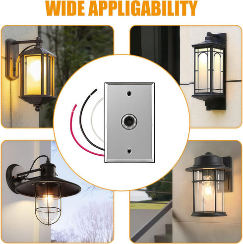 PPZ 2-Pack,Dusk Photocell Sensor for Outdoor Lights w/Wall Plate to Dawn Wire-in Switch Photoelectric Control