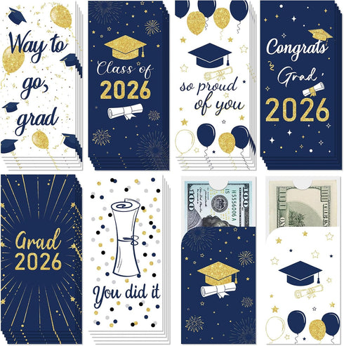 GOLDCROW 30 Pack Graduation Money Holders for Cash Gift Set - Class of