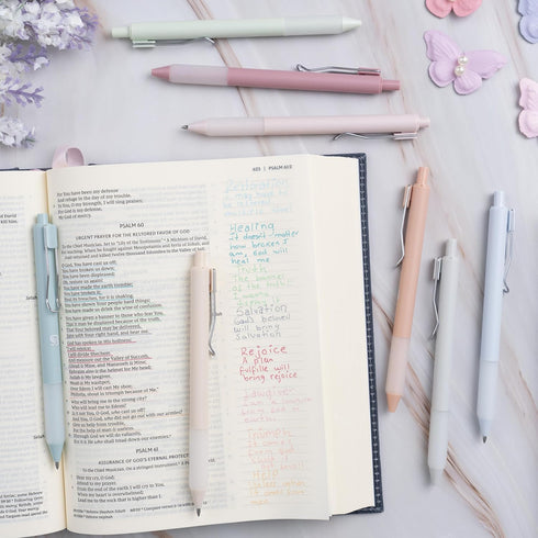 Pastel Colored Gel Pens 8 Pack - Aesthetic Cute Pens with Smooth Writing for Journaling and Bible Note Taking