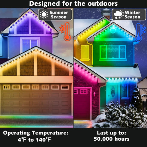 SINLEY 100FT Permanent Outdoor RGB Lights,Waterproof Smart LED Eaves Lights with App/Remote Control,for Christmas