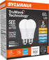 A19 Bulb, 9W 60W, 5 2700/3000 3500/4000 5000K, Dimmable, 800 (42109) 2 Count (Pack 1) Sylvania TruWave LED Light = CCT