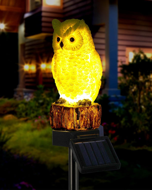 Owl Solar Decorative Garden Stake Lighting, Cute Animal Waterproof Figurine Lights Ornament for Pathway, Patio, Lawn