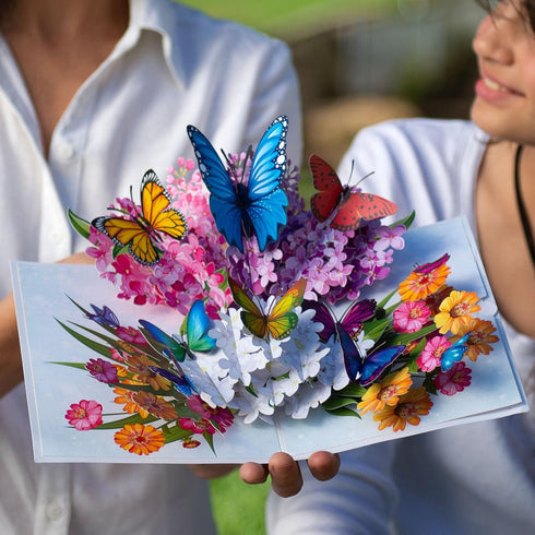 Pop-Up Flower Greeting Card with Butterfly - Perfect for Any Occasion