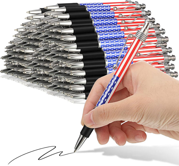 Tenare 200 Pcs American Flag Ballpoint Pen Patriotic 1.0mm Black Ink Pens for USA Souvenirs and Gifts