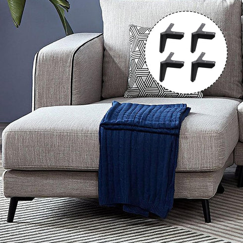 4pcs 100mm Set, Matte Black Metal Furniture Legs Triangle Sofa and Bedside Cabinet Support Feet, Sturdy Steel Dresser