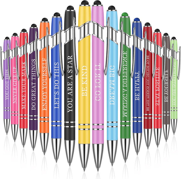 Sherr 80 Pcs Inspirational Motivational Quotes Ballpoint Pens Set, 5.6 Inch Metal Writing Pen with Stylus Tip