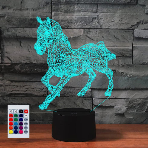 Night Light for Kids 3D Horse Led Lamp with Remote Control 16