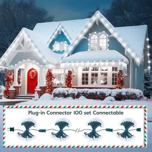 C9 33ft 50 Brightown LED Christmas String Lights, LED Waterproof Strawberry String Lights, Plug-in Extendable Green