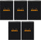 Rhodia Lined Wirebound Notepads, 6 x 8 1/4-Inches, Black (165019C), Pack of 5