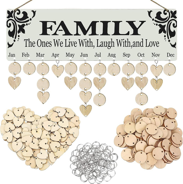 Family Birthday Board, DIY Wooden Calendar Wall Hanging Birthday Reminder Plaque, Family Celebration Birthday Tracker