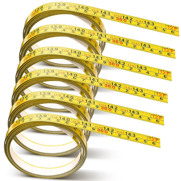 6 Pieces 12' Self Adhesive Measuring Tape, Double Scale Ruler, Self-Adhesive Stick Tape for Woodworking