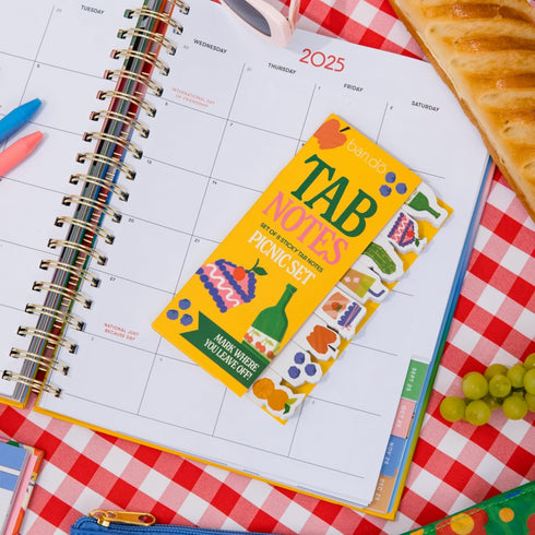 ban.do Food Theme Sticky Tab Notes, Novelty Page Flags for Annotating, Picnic Set