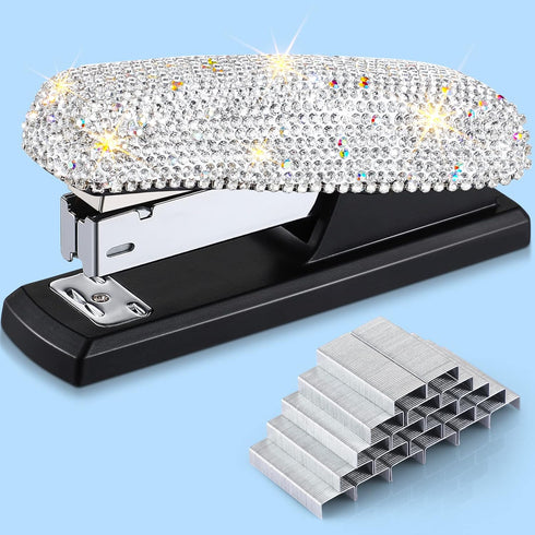 Bling Crystal Stapler - Sparkly Diamond Stapler for Desk, Handmade Clay Rhinestone Cute Office Stationery