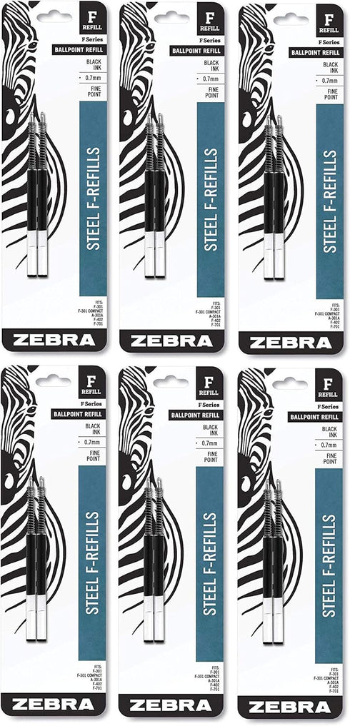 Refill for F301, F301 Ultra, F402, 301A, Spiral Ballpoint, Fine, Black, 2/Pack-6 Pack