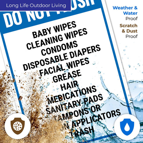 10x14 Inches, 55 Do Not Flush Baby Wipes Cleaning Wipes Condoms Disposable Diapers Facial Wipes Grease Hair Sign, mil