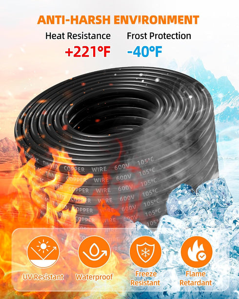 16 4 16 IP68 Lighting(30FT) CONEPY Gauge Wire Conductor Electrical Wire, AWG Tinned Copper Stranded PVC Cable
