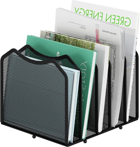 Simple Trending Mesh Desktop File Sorter Organizer, 5-Section Bookshelf for Desk Home Office, Black by Simple Trending