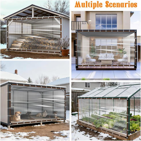 NNG 8x20ft Grommet, Clear Waterproof Tarps Heavy Duty Transparent Tarpaulins Clear Vinyl Tarps with Outdoor Transparent