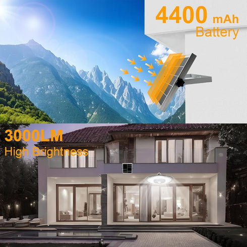 CREATESTAR 3000LM, Dimmable Solar Pendant UFO Light Gazebo Indoor Outdoor Motion Sensor Brightness Remote Control