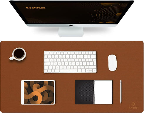K KNODEL Large Leather Desk Mat, Office Desk Pad, Computer Desk Protector, Desktop Blotter Pad, Brown