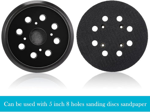 2 Pieces 5 Inch 8 Hole Hook and Loop Orbital Sander Replacement Pad Backing Pad (Black)