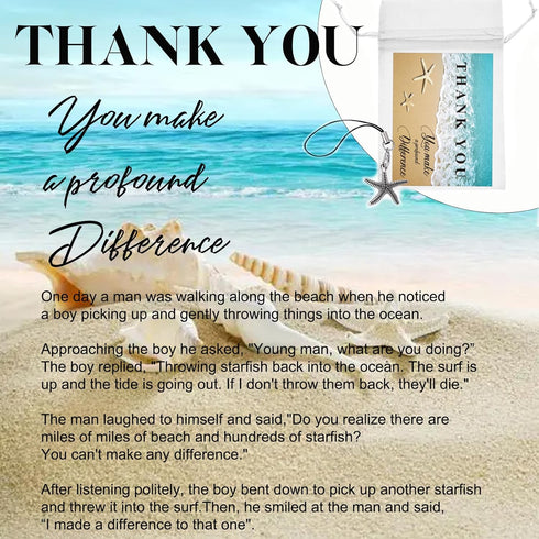SAGHOM 30 Employee Appreciation Gifts Bulk Starfish Story Card Thank You Gifts for Coworkers You Make a Profound