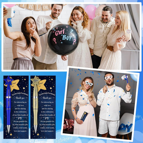 Twinkle Twinkle Little Star Baby Shower Pen Favors, Includes Ballpoint Pens and Thank You Cards for Gender Reveal Party
