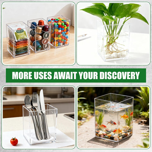 Tosstuki 40 Pack 2 Sets Clear Acrylic Pen Holder Size Pencil Cups Makeup Brush Holder Bookmark Organizer Stationery