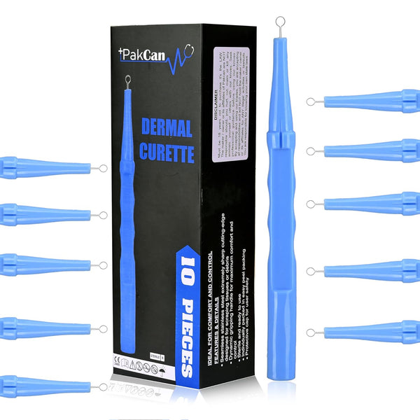 Sterile Disposable Dermal Curettes, Easy Peel Packing - Box of 10 (3